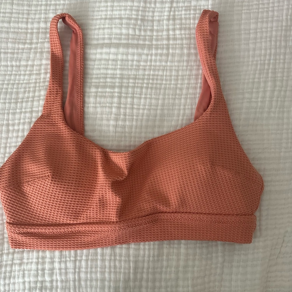aerie Textured Bikini Top in Coral Rose